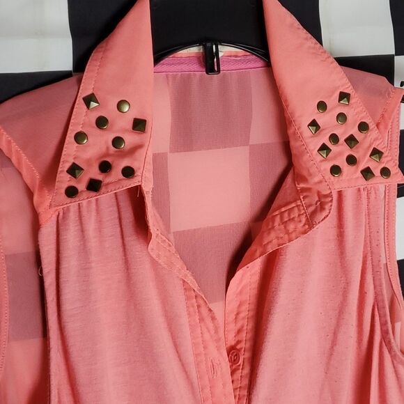 Pink Sheer Button Up Top - Picture 2 of 5